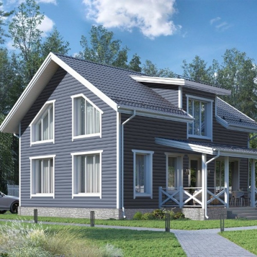 Сайдинг FINEBER BlockHouse Серо-голубой фото 4 Сайдинг FINEBER BlockHouse Серо-голубой фото 4